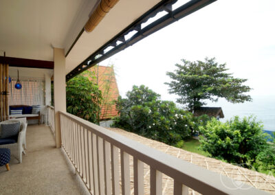 View of the Bali Sea in Amed from the 2nd floor balcony of beachfront house for sale.